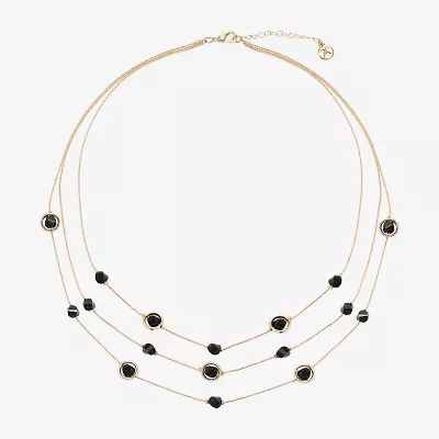 Mixit Black & Gold Tone 3 Row Womens 22 Inch Strand Necklace