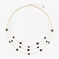 Mixit Black & Gold Tone 3 Row Womens 22 Inch Strand Necklace