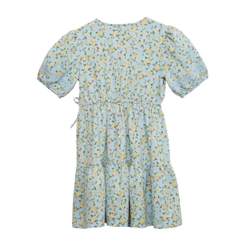 Knit Works Big Kid Girls Short Sleeve Puffed Sleeve A-Line Dress
