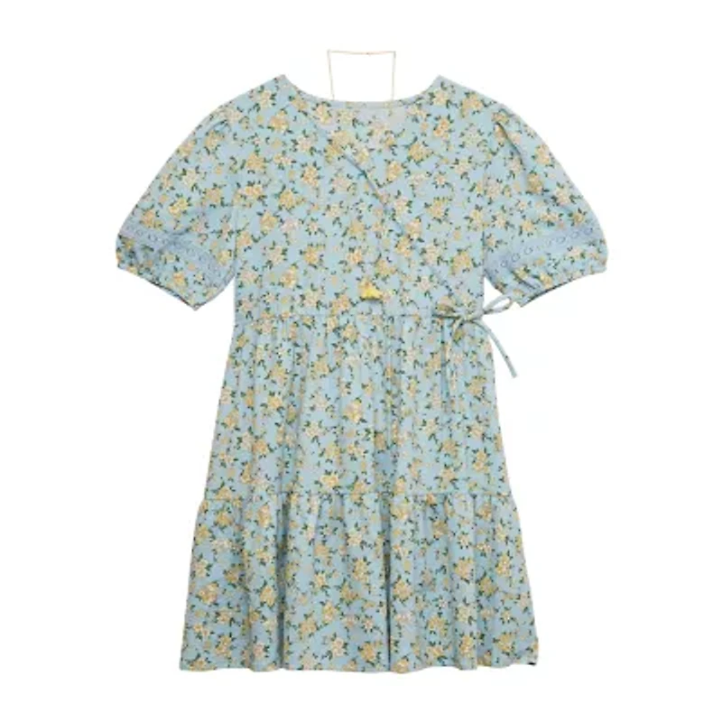 Knit Works Big Kid Girls Short Sleeve Puffed Sleeve A-Line Dress