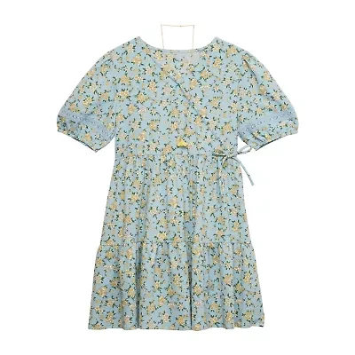 Knit Works Big Kid Girls Short Sleeve Puffed Sleeve A-Line Dress