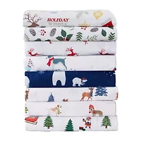 Linery Cotton Holiday Print Flannel Wrinkle Resistant Sheet Set
