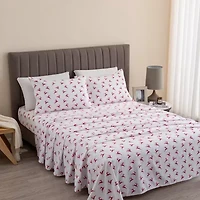 Linery Cotton Holiday Print Flannel Wrinkle Resistant Sheet Set