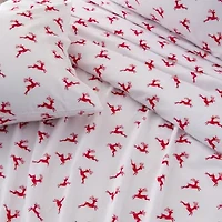 Linery Cotton Holiday Print Flannel Wrinkle Resistant Sheet Set