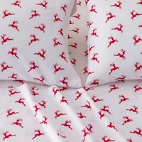 Linery Cotton Holiday Print Flannel Wrinkle Resistant Sheet Set