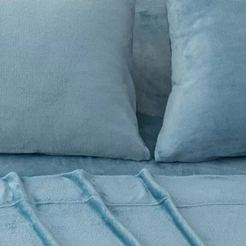 Linery Solid Velvet Plush Fleece Wrinkle Resistant Sheet Set
