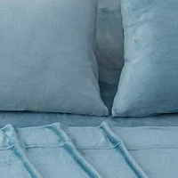 Linery Solid Velvet Plush Fleece Wrinkle Resistant Sheet Set