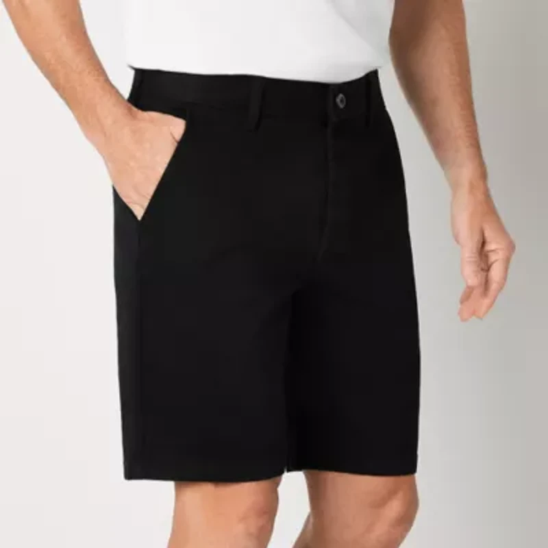 St. John's Bay Dexterity Mens 10" Mid Rise Adaptive Stretch Fabric Adjustable Features Easy-on + Easy-off Chino Short
