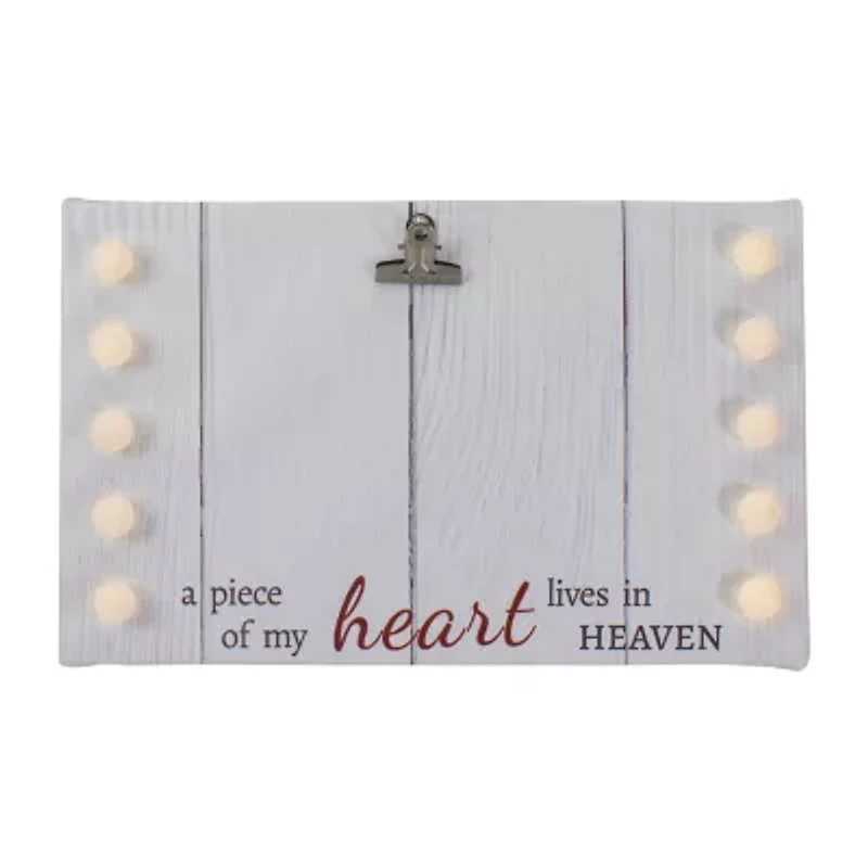 Northlight 4" X 6"Led My Heart Lives In Heaven Canvas Photo Clip