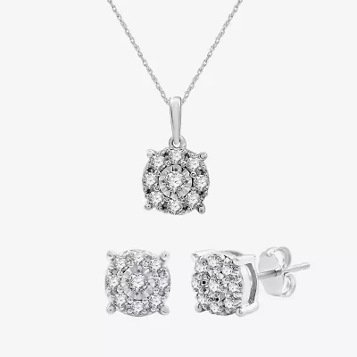Womens 1/2 CT. T.W. Lab Grown White Diamond Sterling Silver Round 2-pc. Jewelry Set