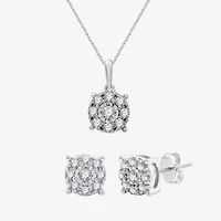 Womens 1/2 CT. T.W. Lab Grown White Diamond Sterling Silver Round 2-pc. Jewelry Set