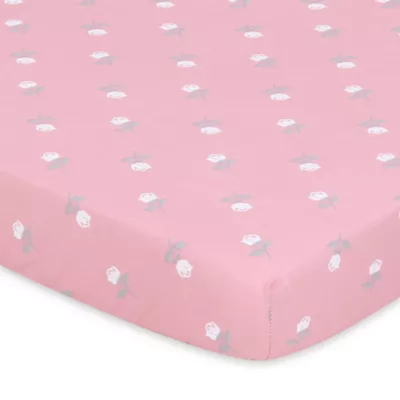 The Peanutshell Pink Roses 3-pc. Playard Sheet