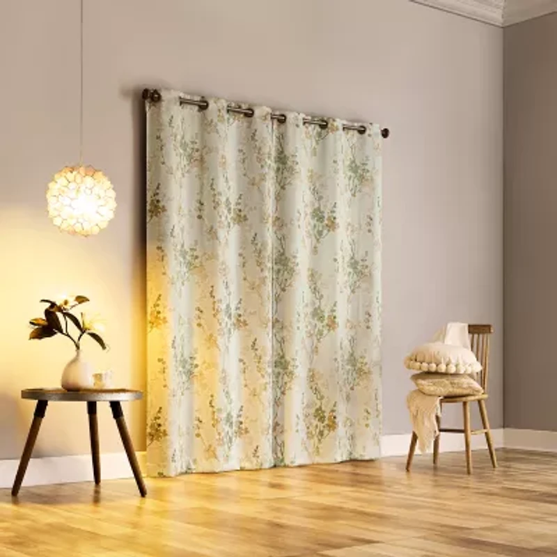 Sun Zero Percy Lenia Print Grommet Top Energy Saving 100% Blackout Single Curtain Panel
