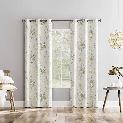 Sun Zero Percy Lenia Print Grommet Top Energy Saving 100% Blackout Single Curtain Panel