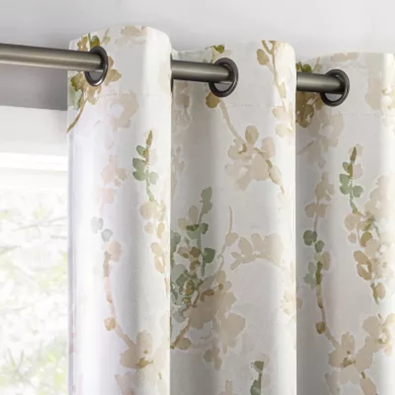 Sun Zero Percy Lenia Print Grommet Top Energy Saving 100% Blackout Single Curtain Panel