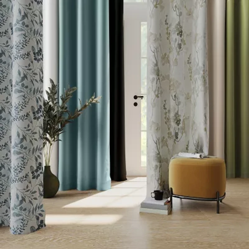 Sun Zero Percy Milford Print Grommet Top Energy Saving 100% Blackout Single Curtain Panel