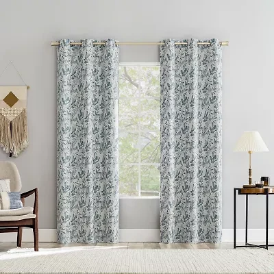 Sun Zero Percy Milford Print Grommet Top Energy Saving 100% Blackout Single Curtain Panel