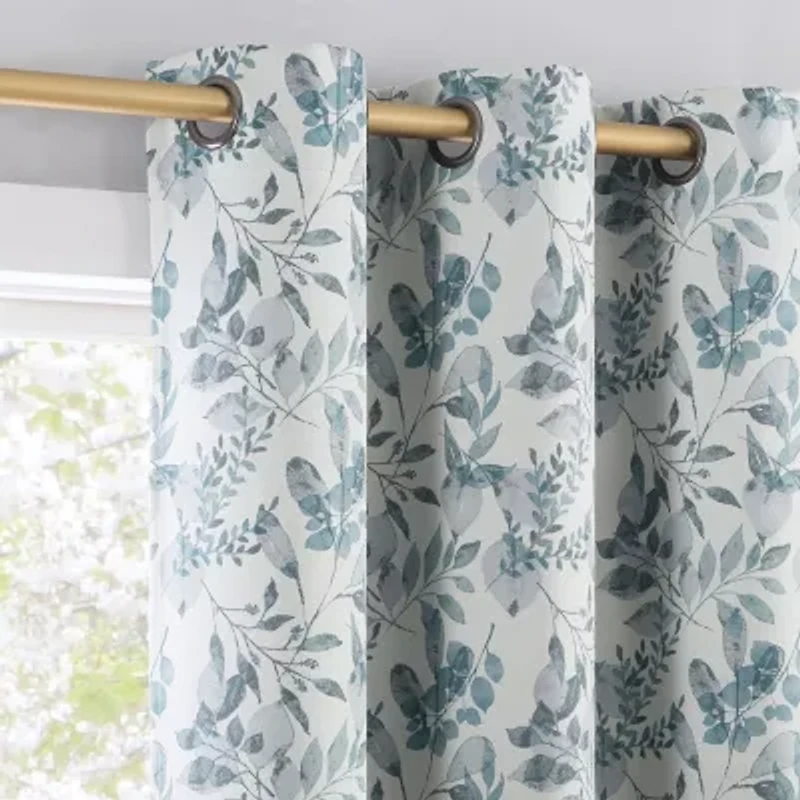 Sun Zero Percy Milford Print Grommet Top Energy Saving 100% Blackout Single Curtain Panel