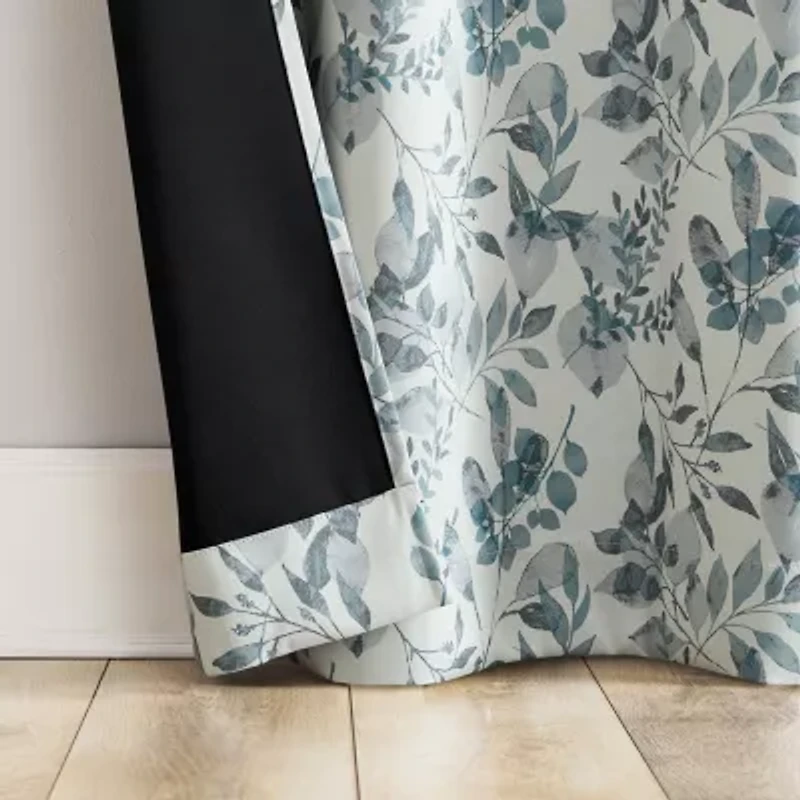 Sun Zero Percy Milford Print Grommet Top Energy Saving 100% Blackout Single Curtain Panel