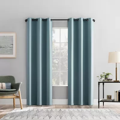 Sun Zero Percy Solid Grommet Top Energy Saving 100% Blackout Single Curtain Panel