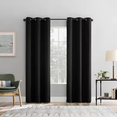 Sun Zero Percy Solid Grommet Top Energy Saving 100% Blackout Single Curtain Panel
