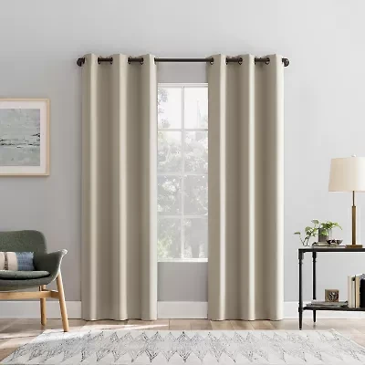 Sun Zero Percy Solid Grommet Top Energy Saving 100% Blackout Single Curtain Panel