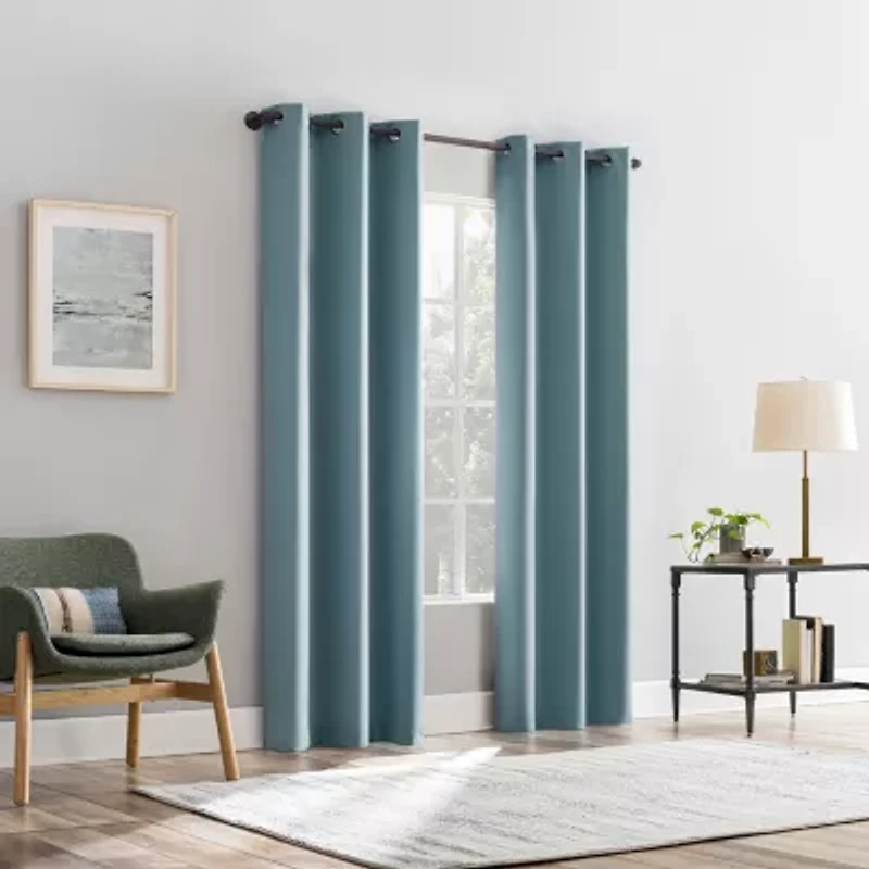 Sun Zero Percy Solid Grommet Top Energy Saving 100% Blackout Single Curtain Panel