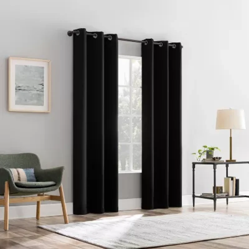 Sun Zero Percy Solid Grommet Top Energy Saving 100% Blackout Single Curtain Panel