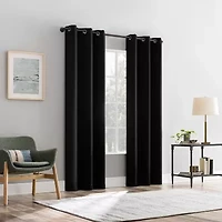 Sun Zero Percy Solid Grommet Top Energy Saving 100% Blackout Single Curtain Panel