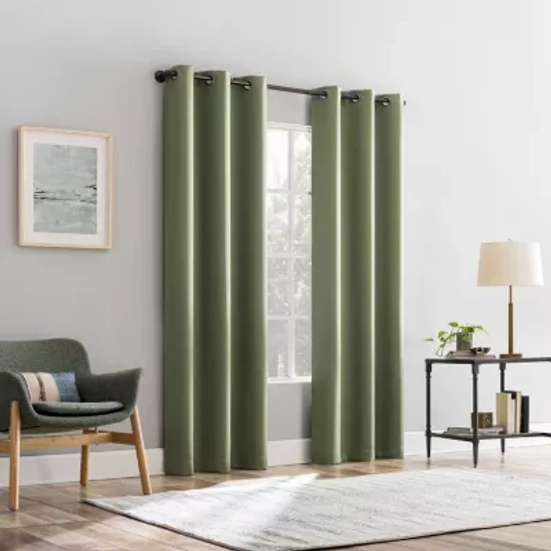 Sun Zero Percy Solid Grommet Top Energy Saving 100% Blackout Single Curtain Panel