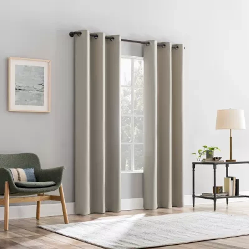 Sun Zero Percy Solid Grommet Top Energy Saving 100% Blackout Single Curtain Panel