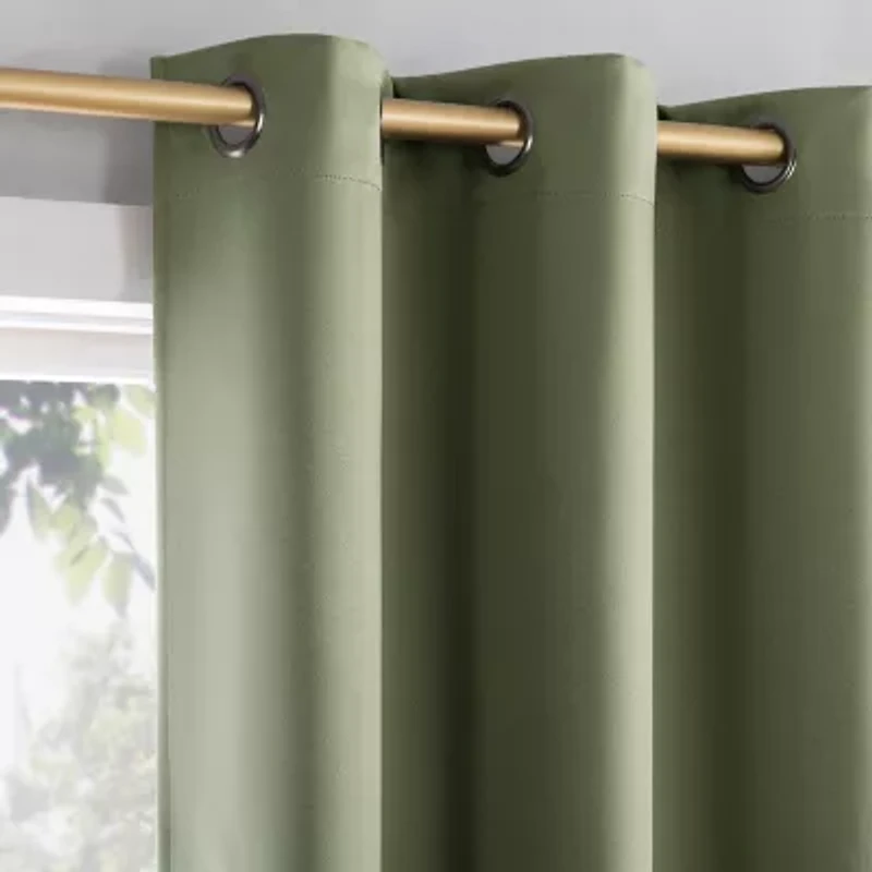 Sun Zero Percy Solid Grommet Top Energy Saving 100% Blackout Single Curtain Panel