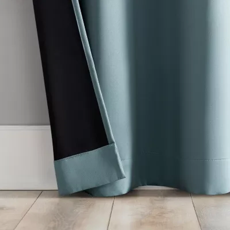 Sun Zero Percy Solid Grommet Top Energy Saving 100% Blackout Single Curtain Panel