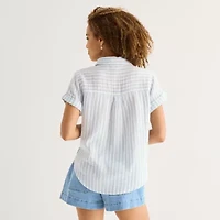 a.n.a Womens Tall Short Sleeve Blouse