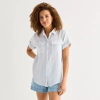 a.n.a Womens Tall Short Sleeve Blouse