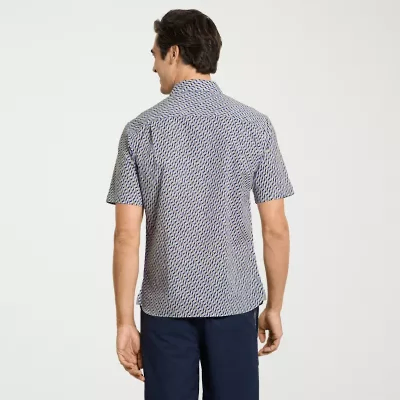 Van Heusen Everyday Defense Stain Shield Mens Short Sleeve Slim Fit Button-Down Shirt