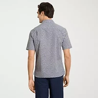 Van Heusen Everyday Defense Stain Shield Mens Short Sleeve Slim Fit Button-Down Shirt