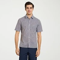 Van Heusen Everyday Defense Stain Shield Mens Short Sleeve Slim Fit Button-Down Shirt