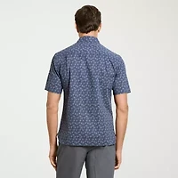 Van Heusen Everyday Defense Stain Shield Mens Short Sleeve Slim Fit Button-Down Shirt