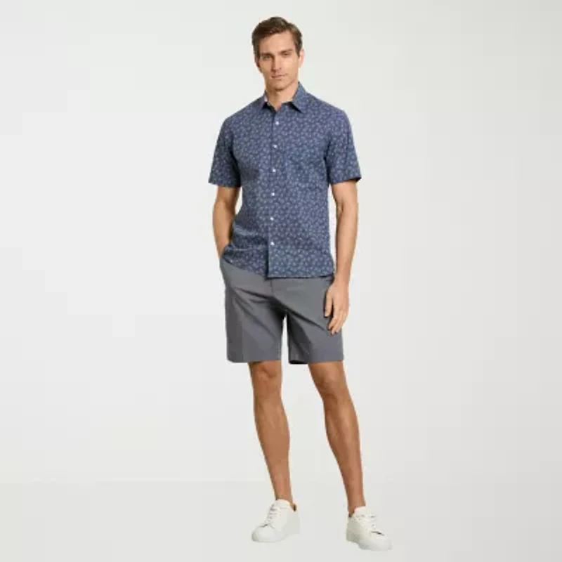 Van Heusen Everyday Defense Stain Shield Mens Short Sleeve Slim Fit Button-Down Shirt