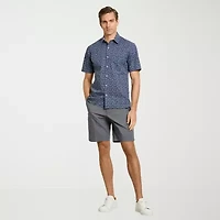 Van Heusen Everyday Defense Stain Shield Mens Short Sleeve Slim Fit Button-Down Shirt