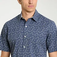 Van Heusen Everyday Defense Stain Shield Mens Short Sleeve Slim Fit Button-Down Shirt
