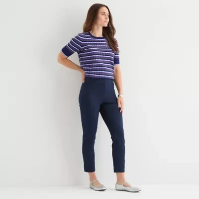 Liz Claiborne Emma Ponte Womens Petite Ankle Mid Rise Pant