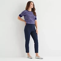 Liz Claiborne Emma Ponte Womens Petite Ankle Mid Rise Pant