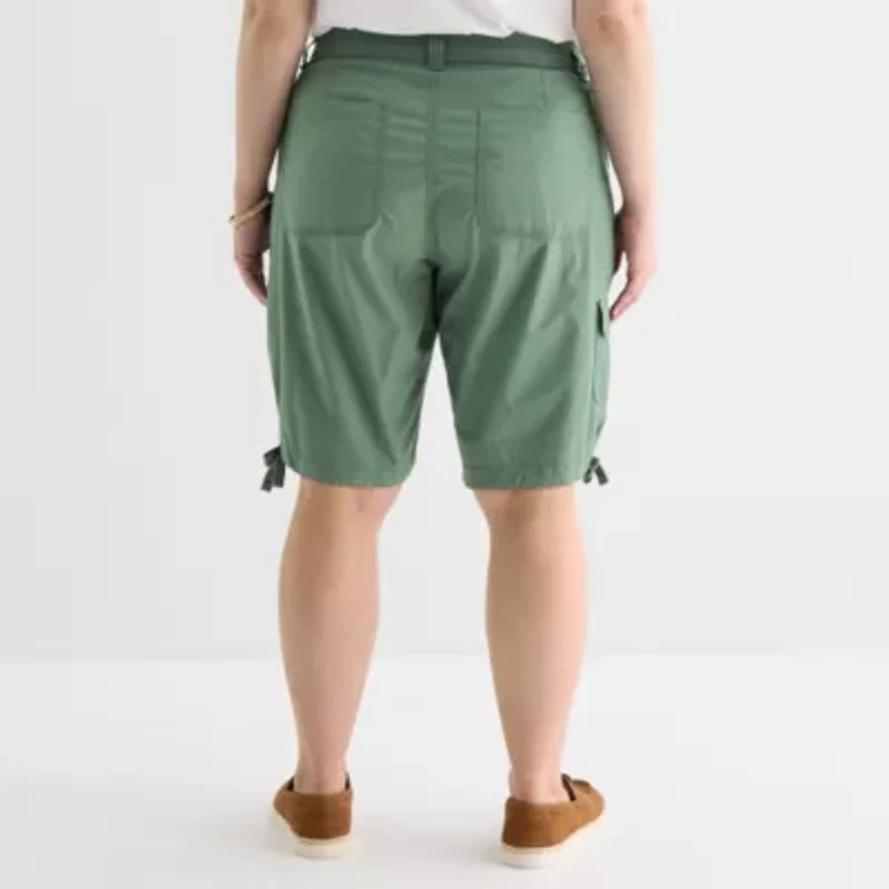St. John's Bay Womens 11 1/2" Plus Cargo Bermuda Short