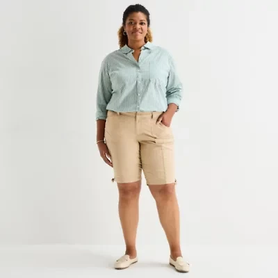 St. John's Bay Womens 11 1/2" Plus Cargo Bermuda Short