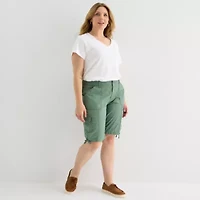 St. John's Bay Womens 11 1/2" Plus Cargo Bermuda Short