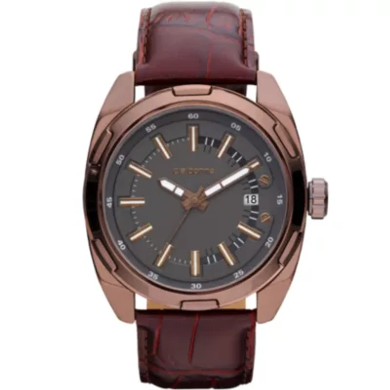 Claiborne Mens Brown Leather Strap Watch