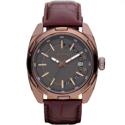 Claiborne Mens Brown Leather Strap Watch