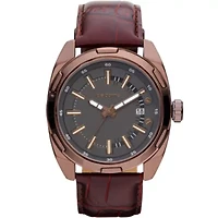 Claiborne Mens Brown Leather Strap Watch